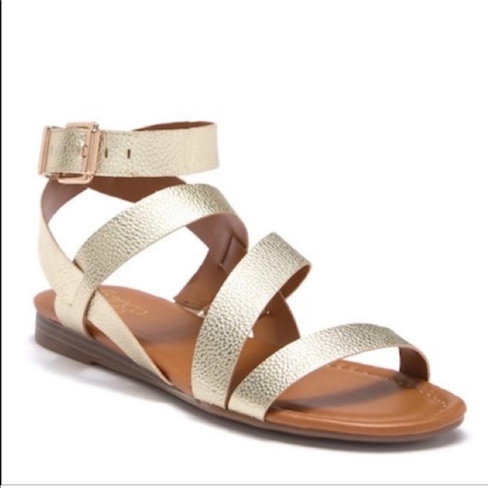 FrancoSarto Gauge LY Gold Sandals Sz 7